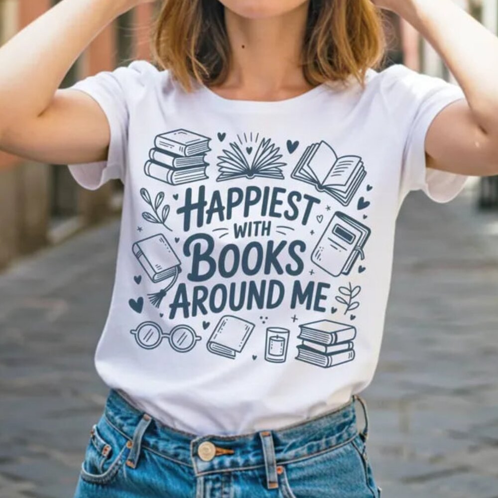 Happy With Book Shirt, Book Lover Gift, Cozy Season Reading Shirt